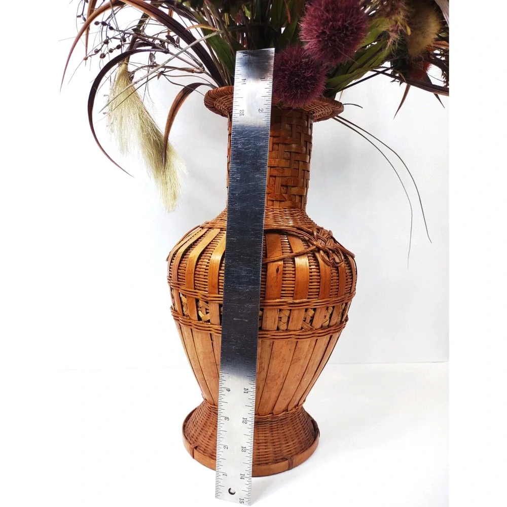 Woven Bamboo Vase Floral Arrangement Dried Grass Phalaris Everyday Mix 29